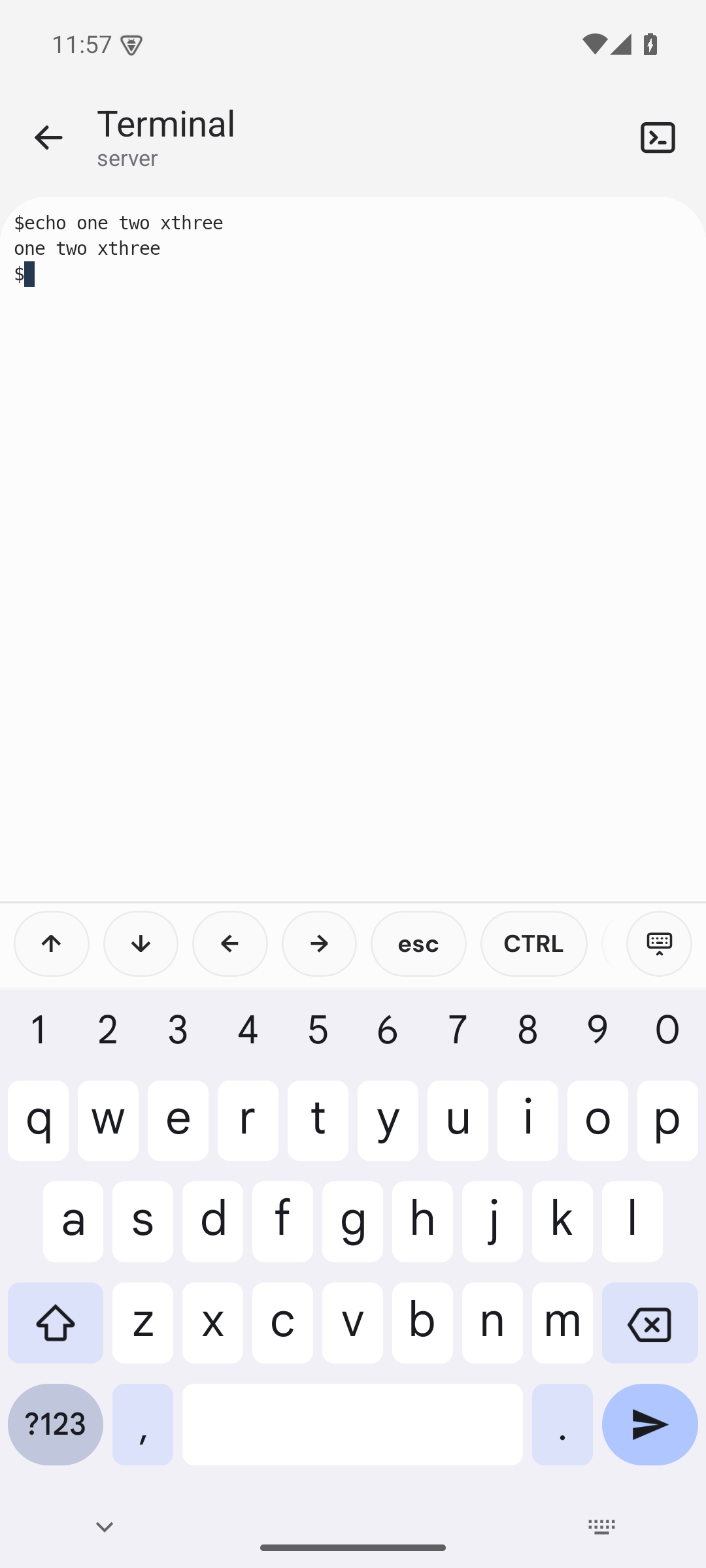 Android terminal prints one two xthree after Ctrl+Left