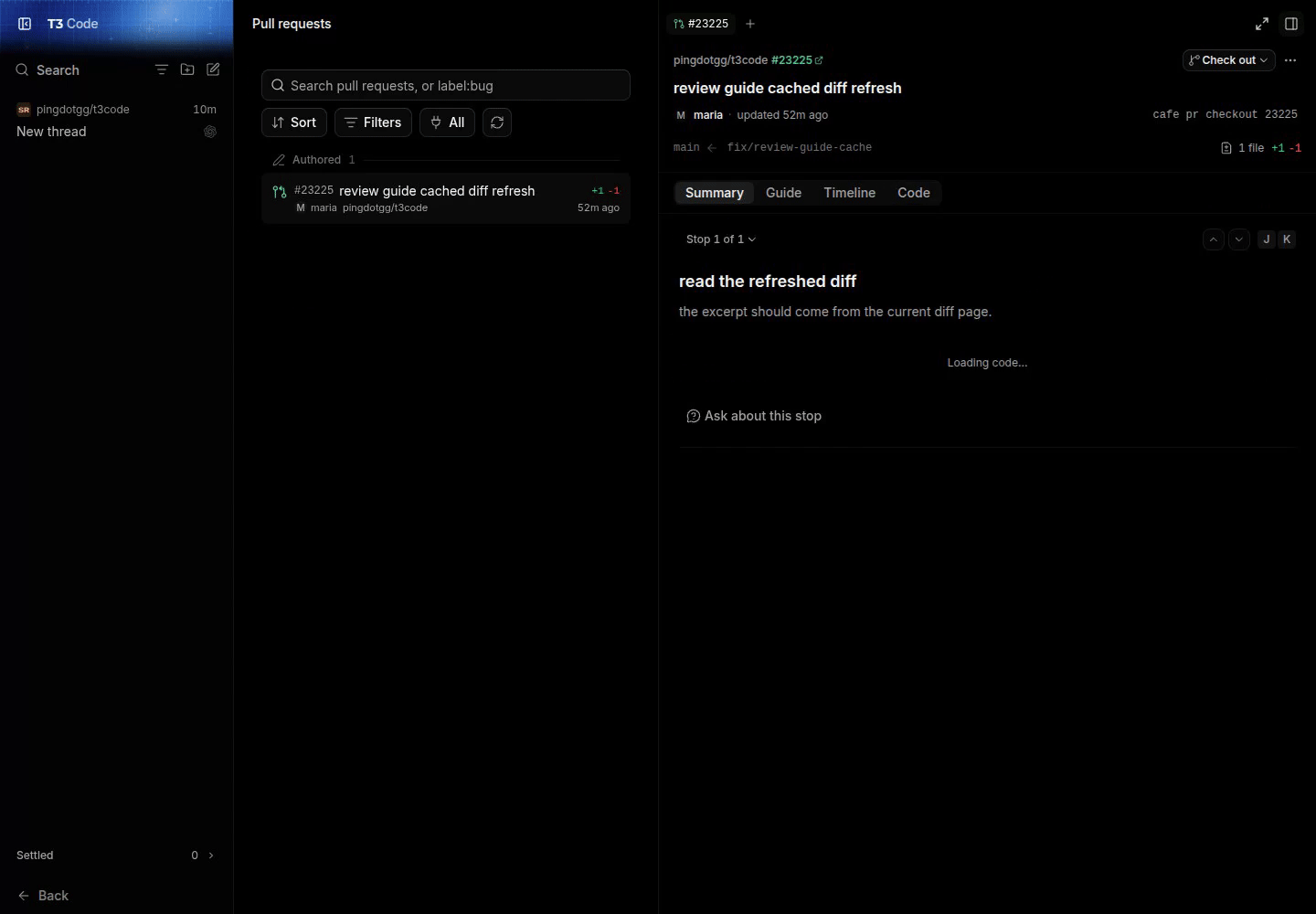 guide loading changes to fresh content