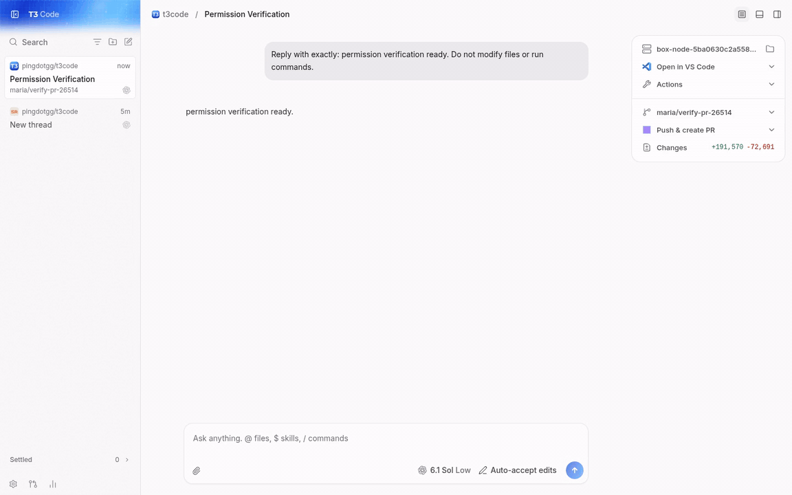 pr: continuous hover previews, permission selection, and keyboard navigation with a real codex reply visible