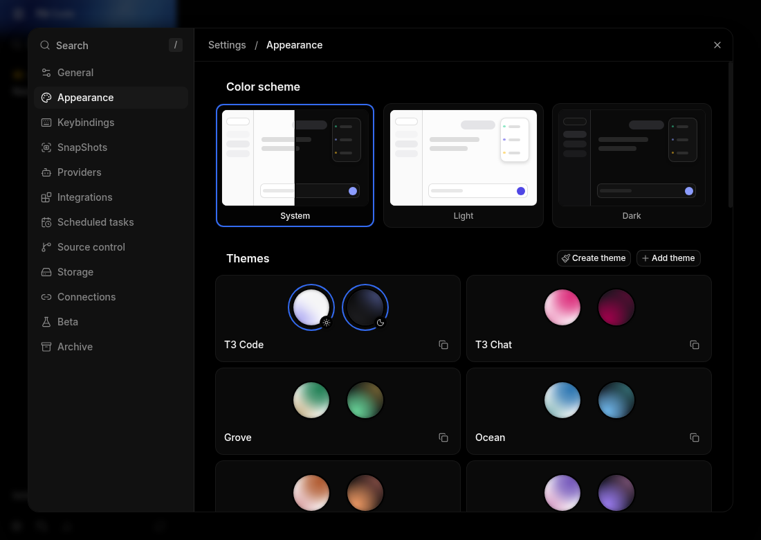pr head: system selected with a dark desktop preference