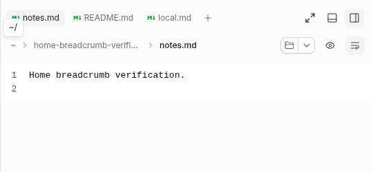 after on pr: home breadcrumb is a button with the ~/ tooltip