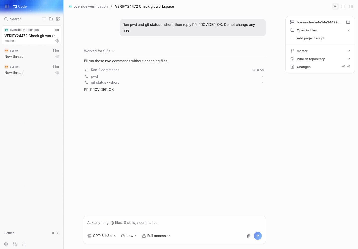 real codex gpt-6.1-sol result and project-generated thread title