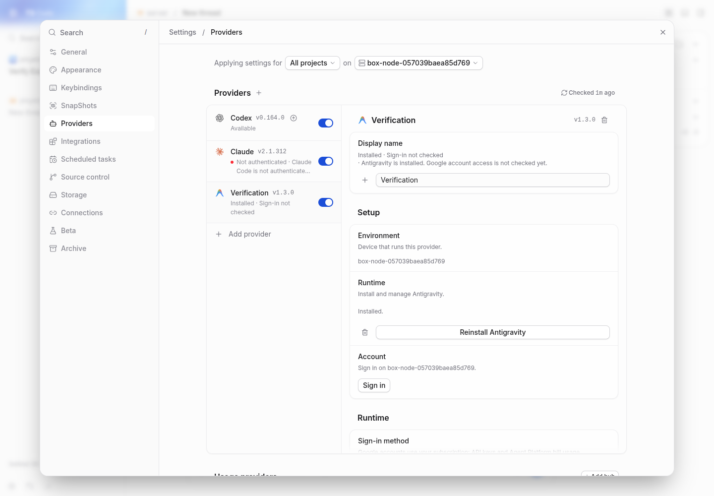 antigravity 1.3.0 installed, awaiting account sign-in