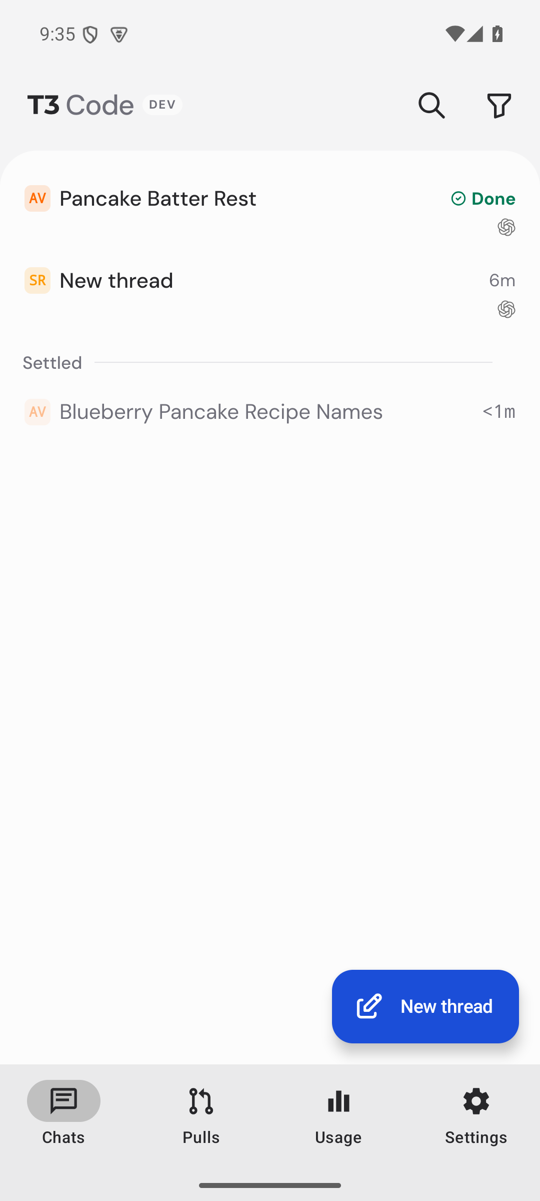 android settled row before regeneration