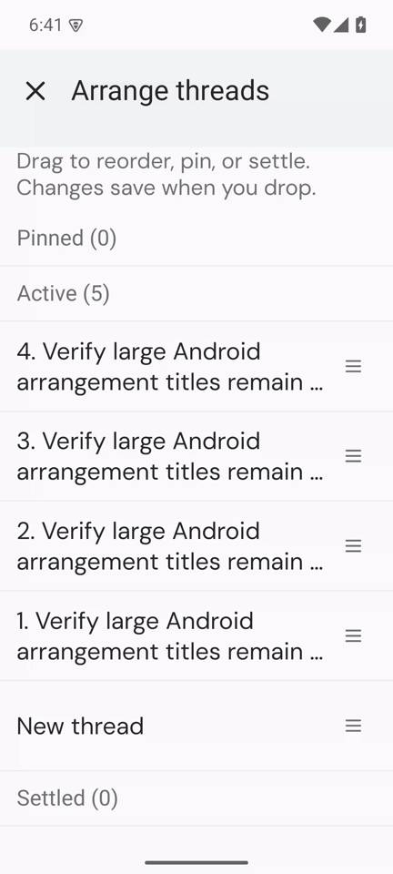 android interaction: reorder and move to pinned on head 73c7e536