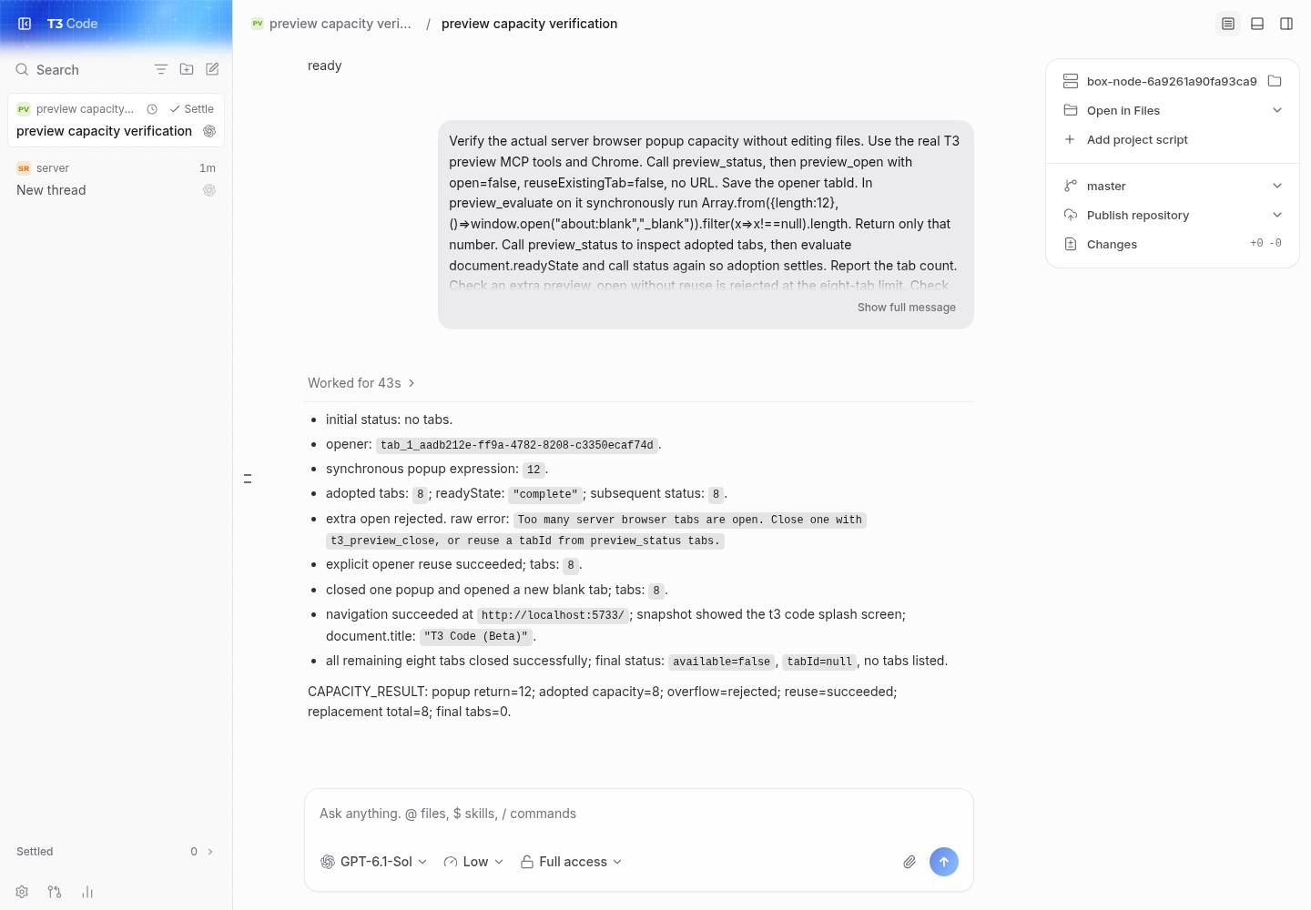 pr: eight adopted tabs, overflow rejection, reuse, close/reopen and cleanup