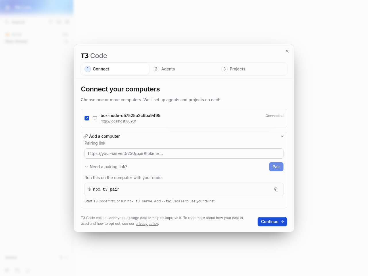 main onboarding pairing hint before