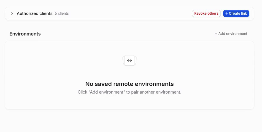 authorized clients expand, collapse, and revoke the firefox session, reducing the list from five clients to four