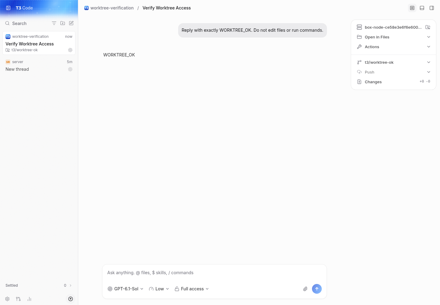 pr worktree and actual codex response with clean status