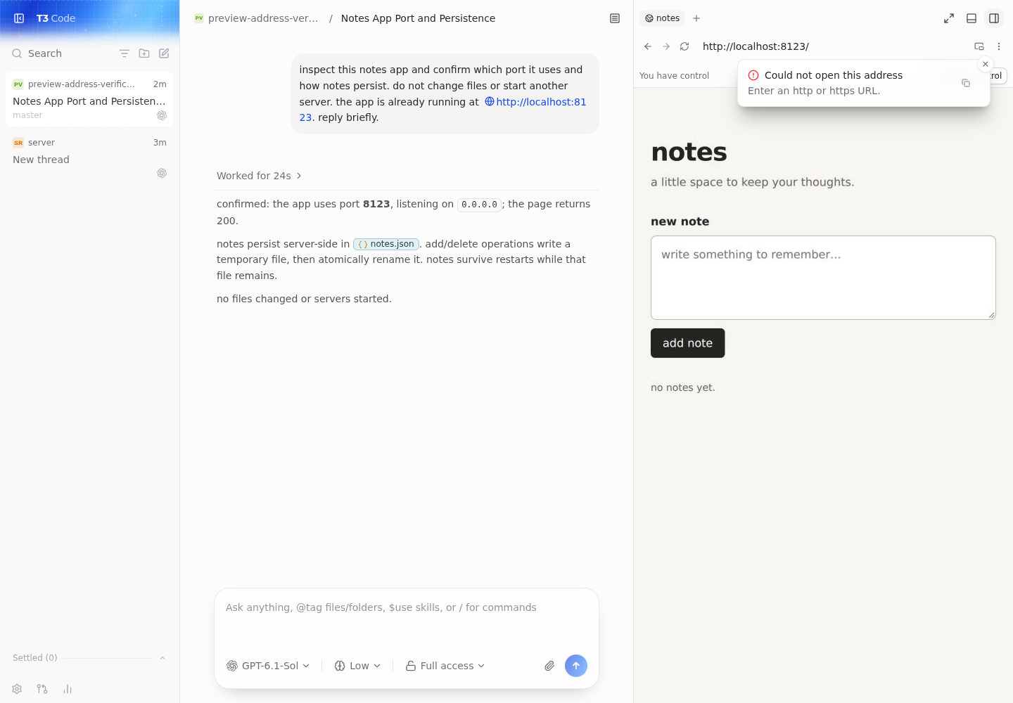 pr preserves the notes page and shows actionable address guidance