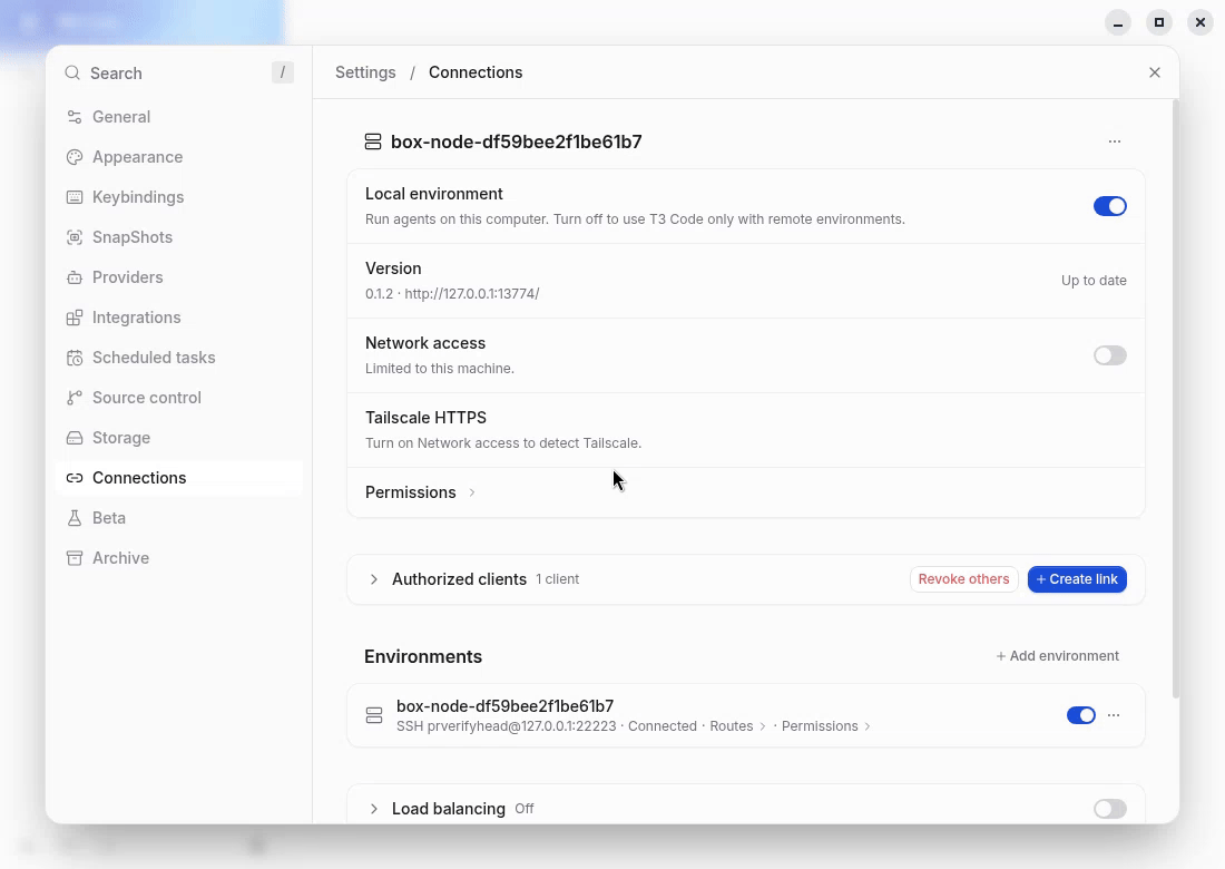 PR SSH environment disconnects and reconnects successfully