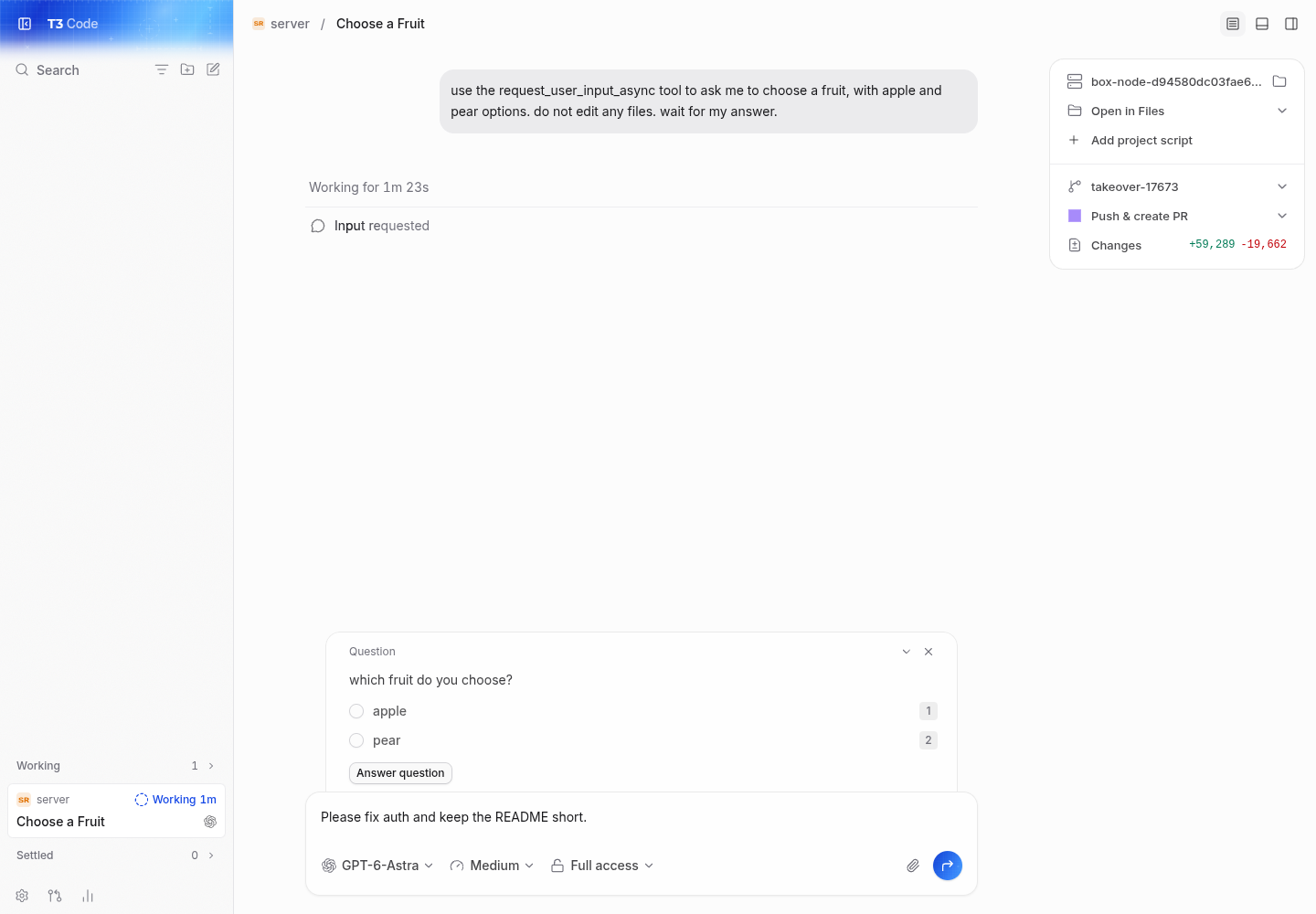updated branch: return to the saved message