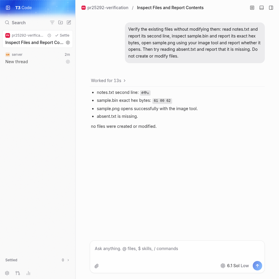 real codex file reads through the pr web app