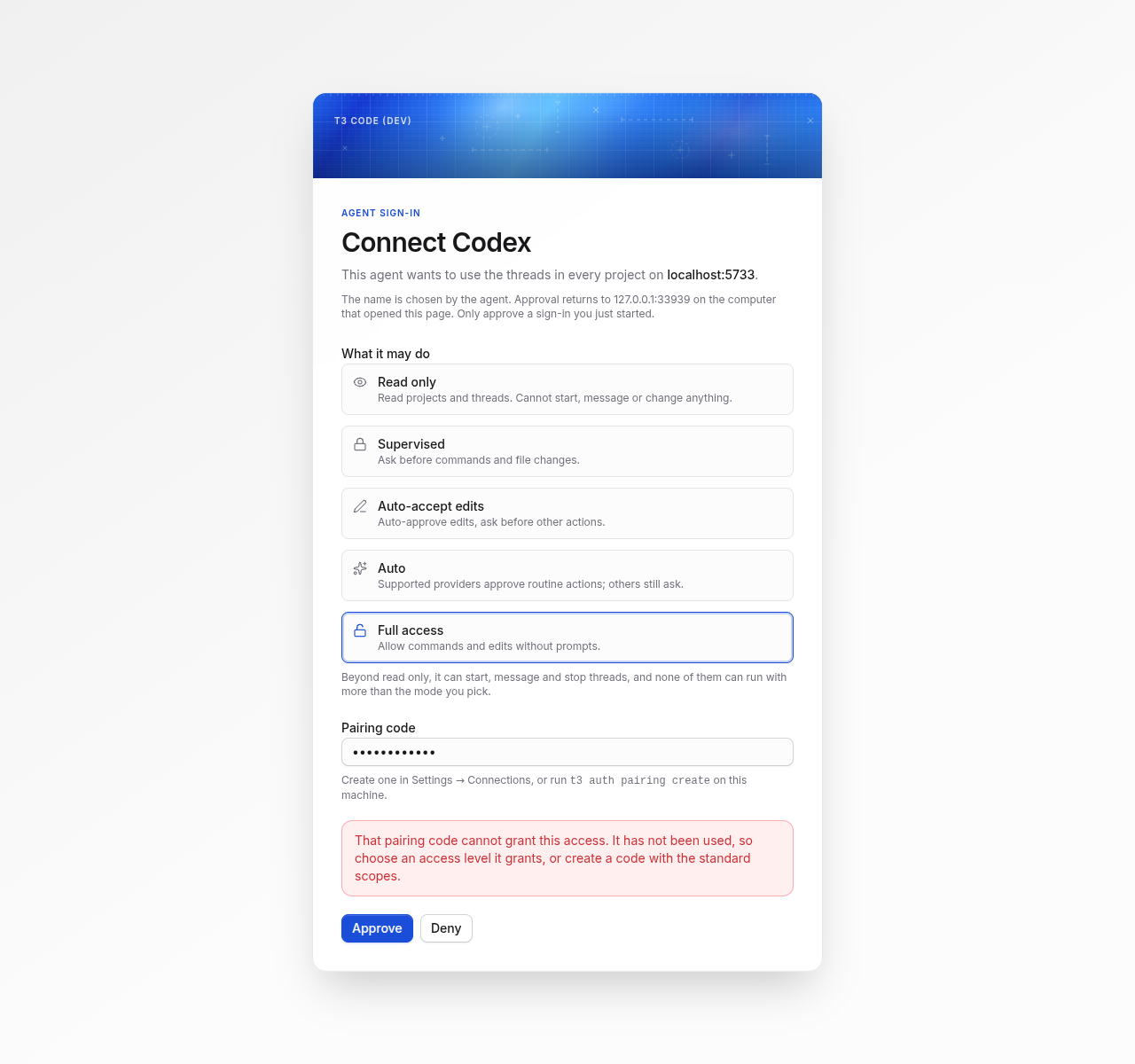 pr: full-access rejection preserves the read-only code