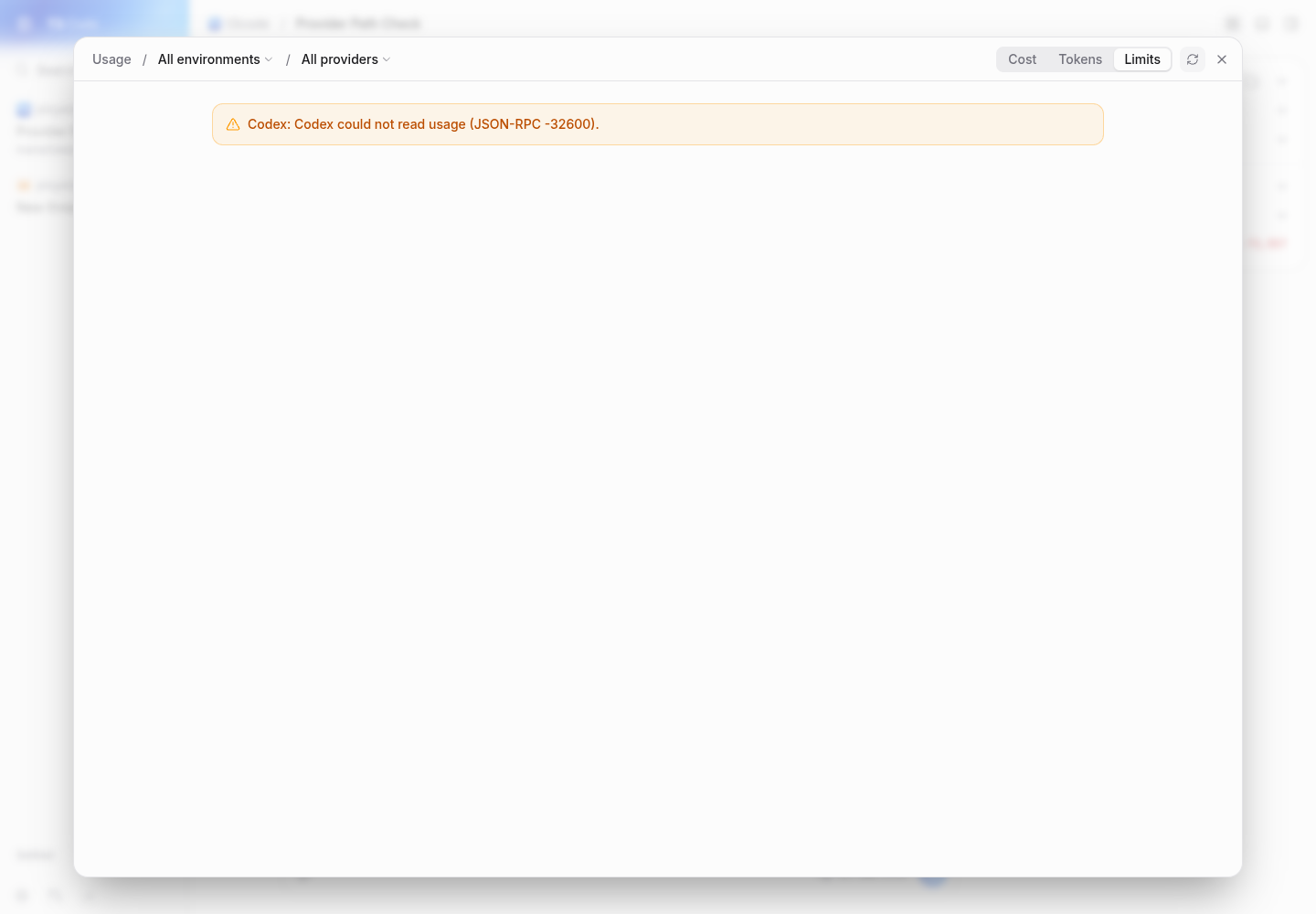 main limits page without go credentials