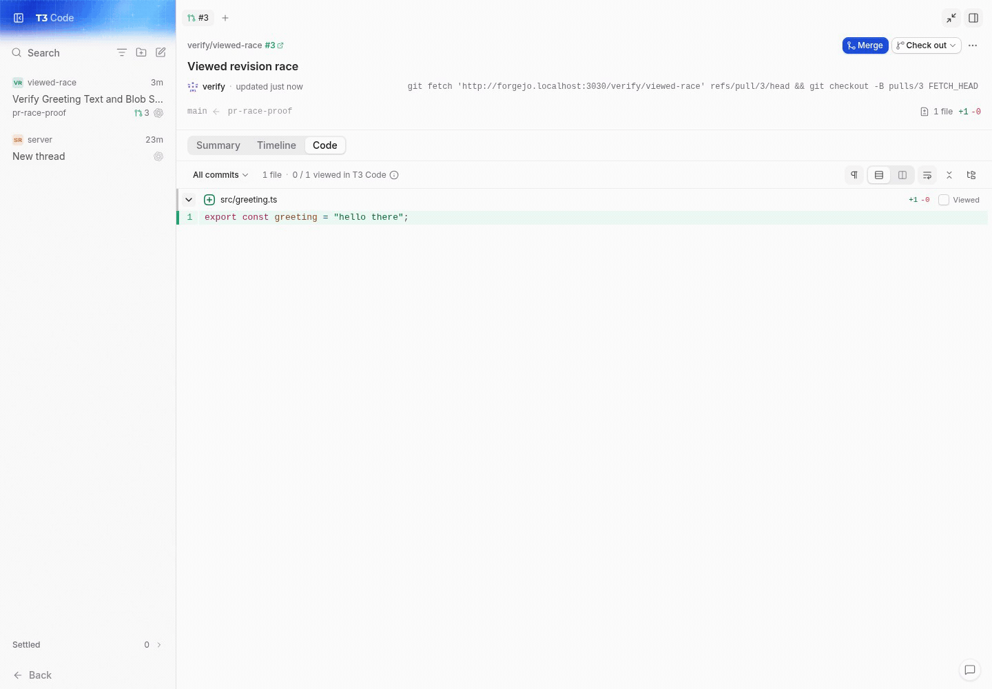 real app interaction: stale diff tick, changed after refresh, retick and clear