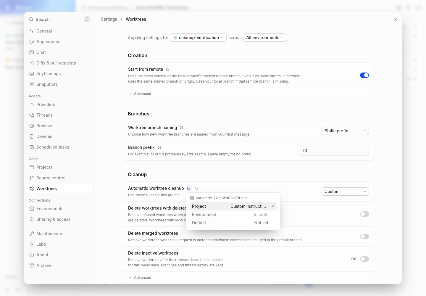 main: custom cleanup incorrectly displays Custom instructions