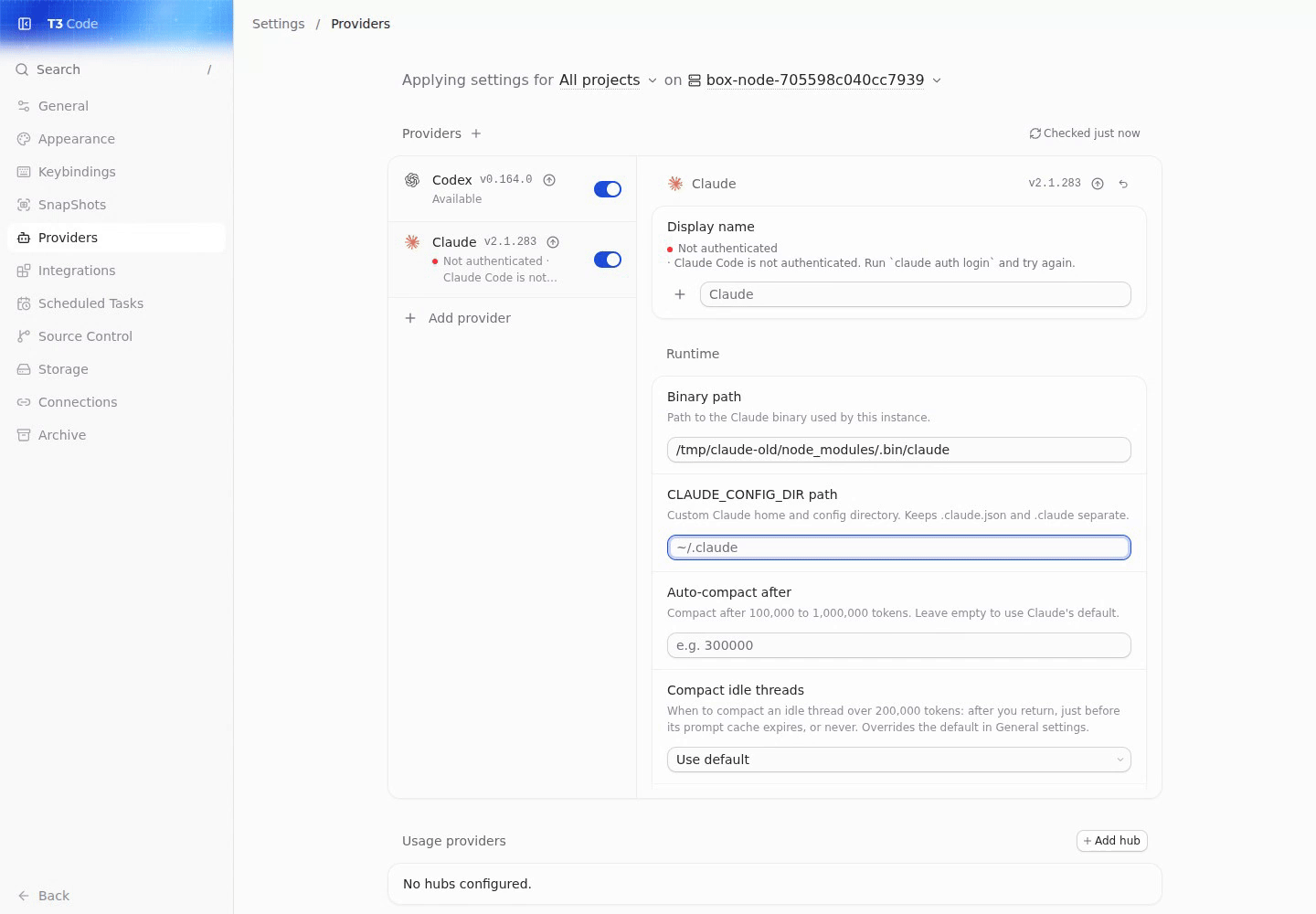 pr: signed-out cli status, picker search, and provider settings link in the running app