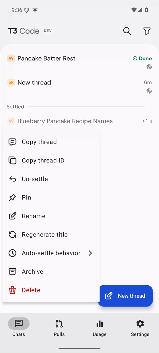 android native menu tap, settled title dimming, and restoration