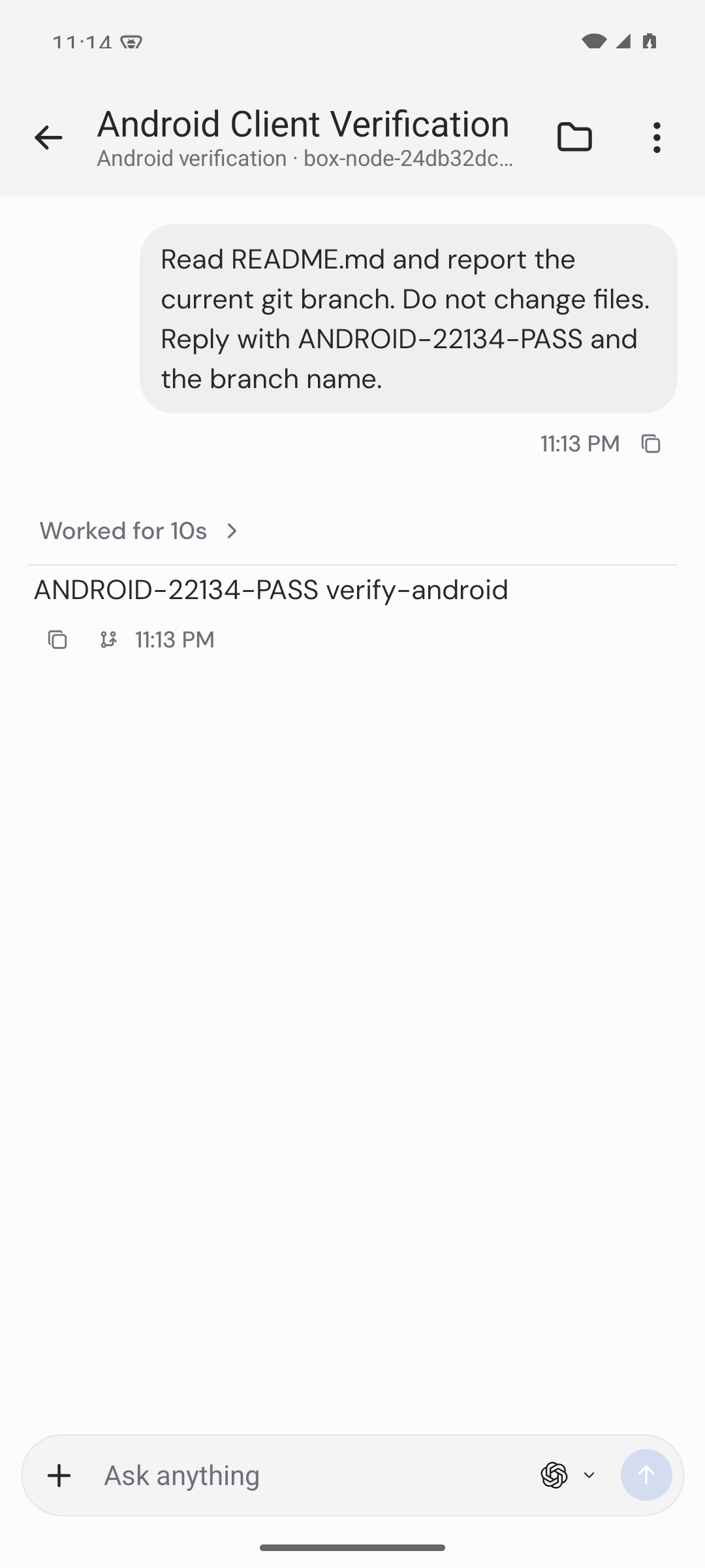 real codex response confirms the selected branch