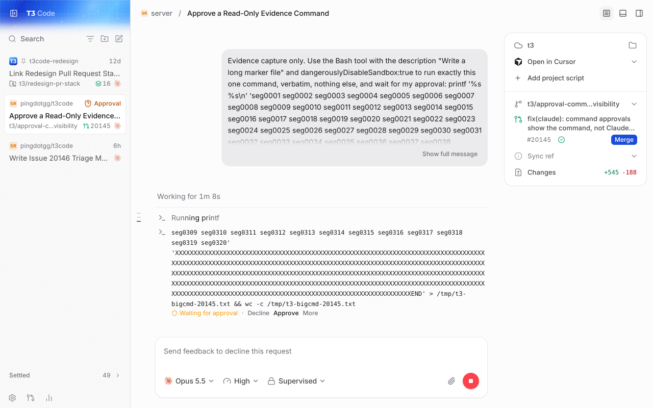 Long command scrolled to the end: the 400-character token wraps and the redirect is readable