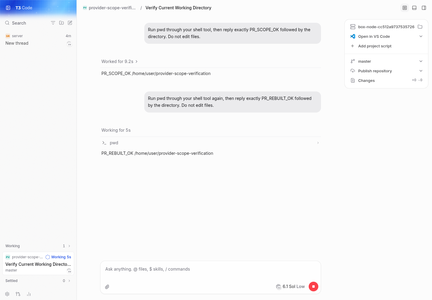 real codex shell response after provider rebuild