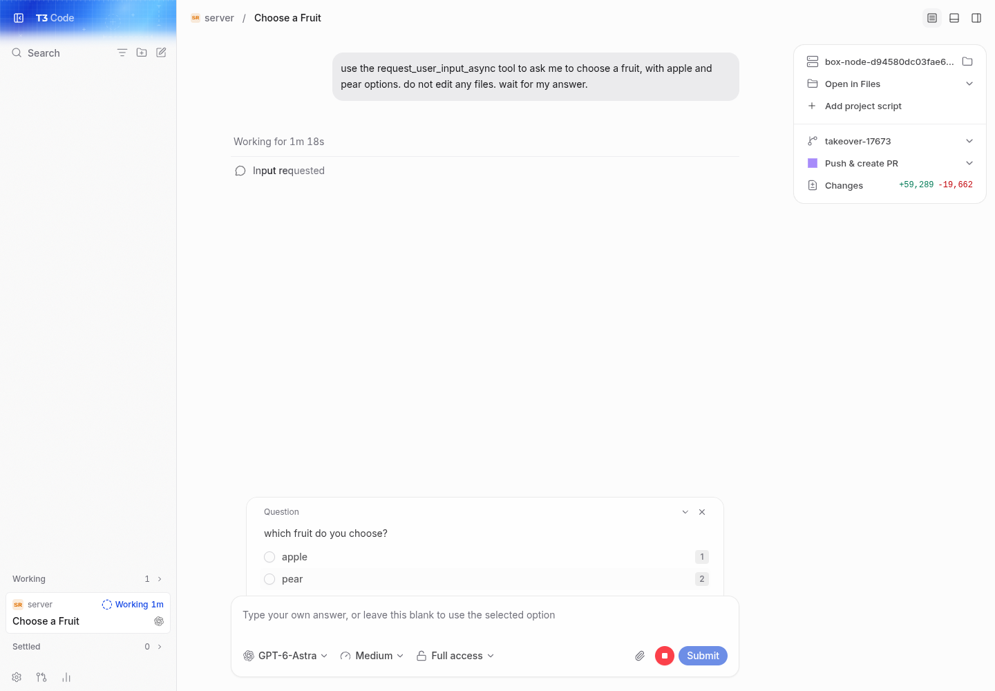 main: pending question hides the saved message
