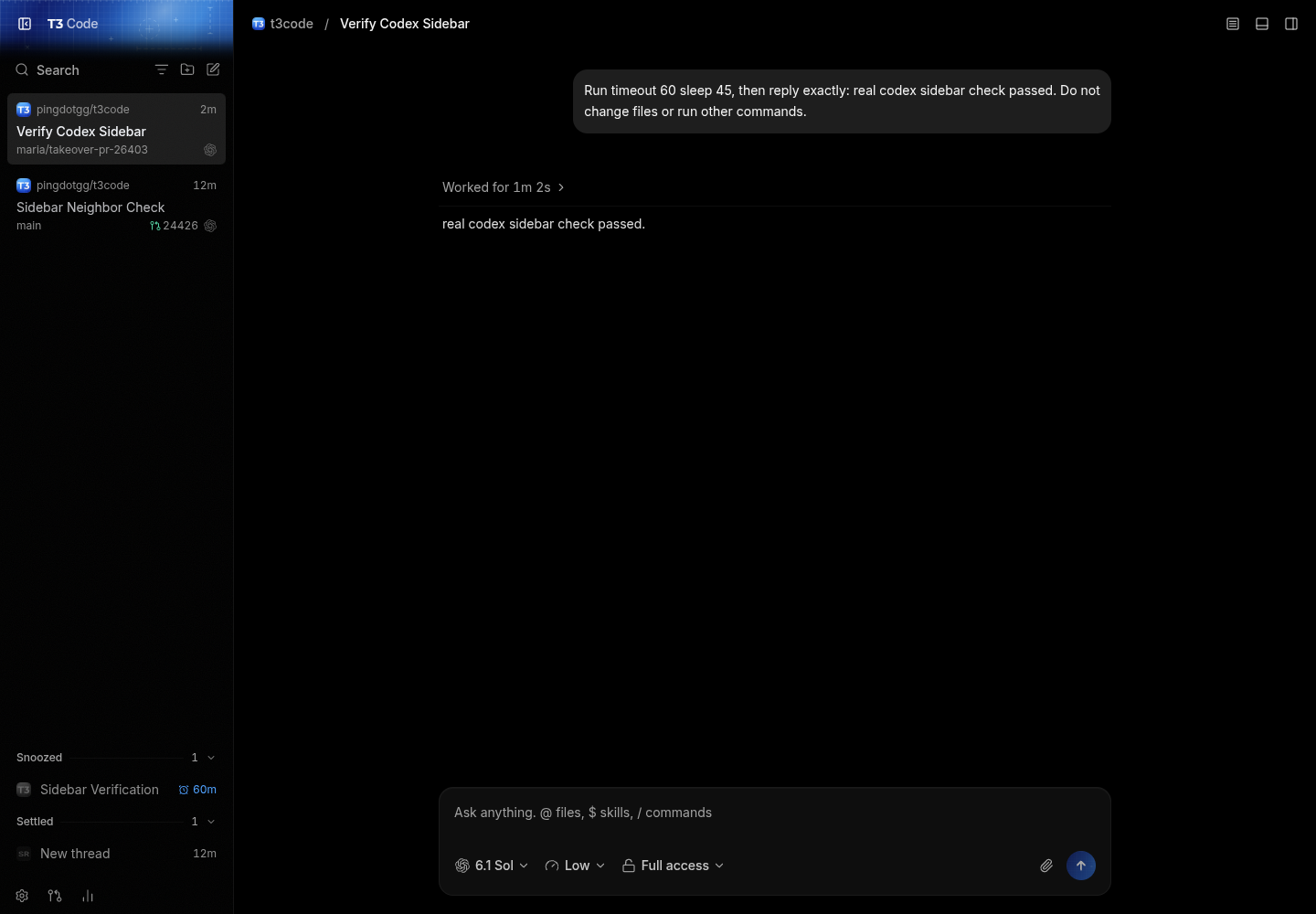 pr: real codex reply rendered in the dark-theme client