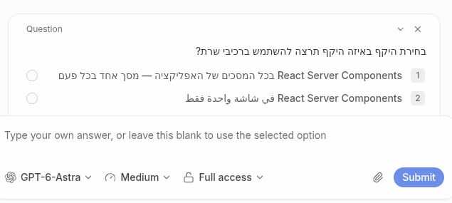 question options after direction fix