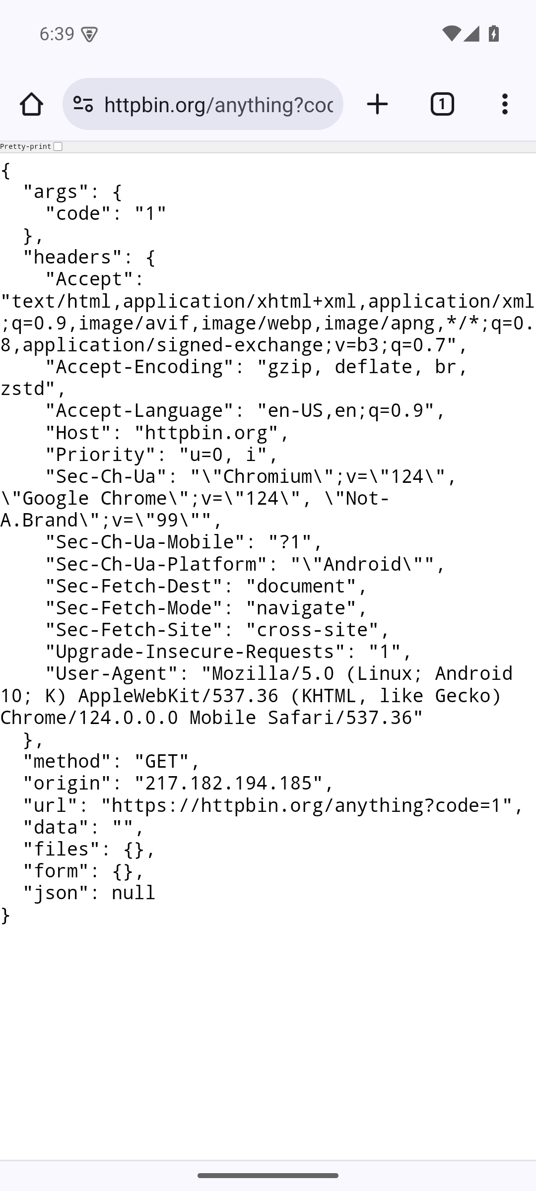 before: android chrome receives only code=1