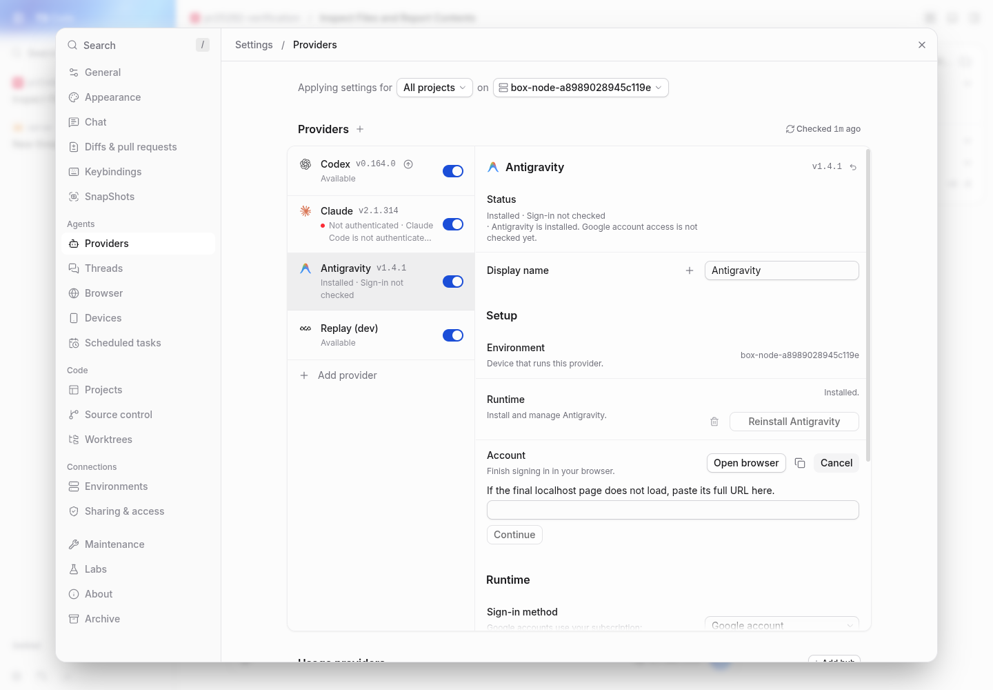 pr antigravity installation blocked on google authorization