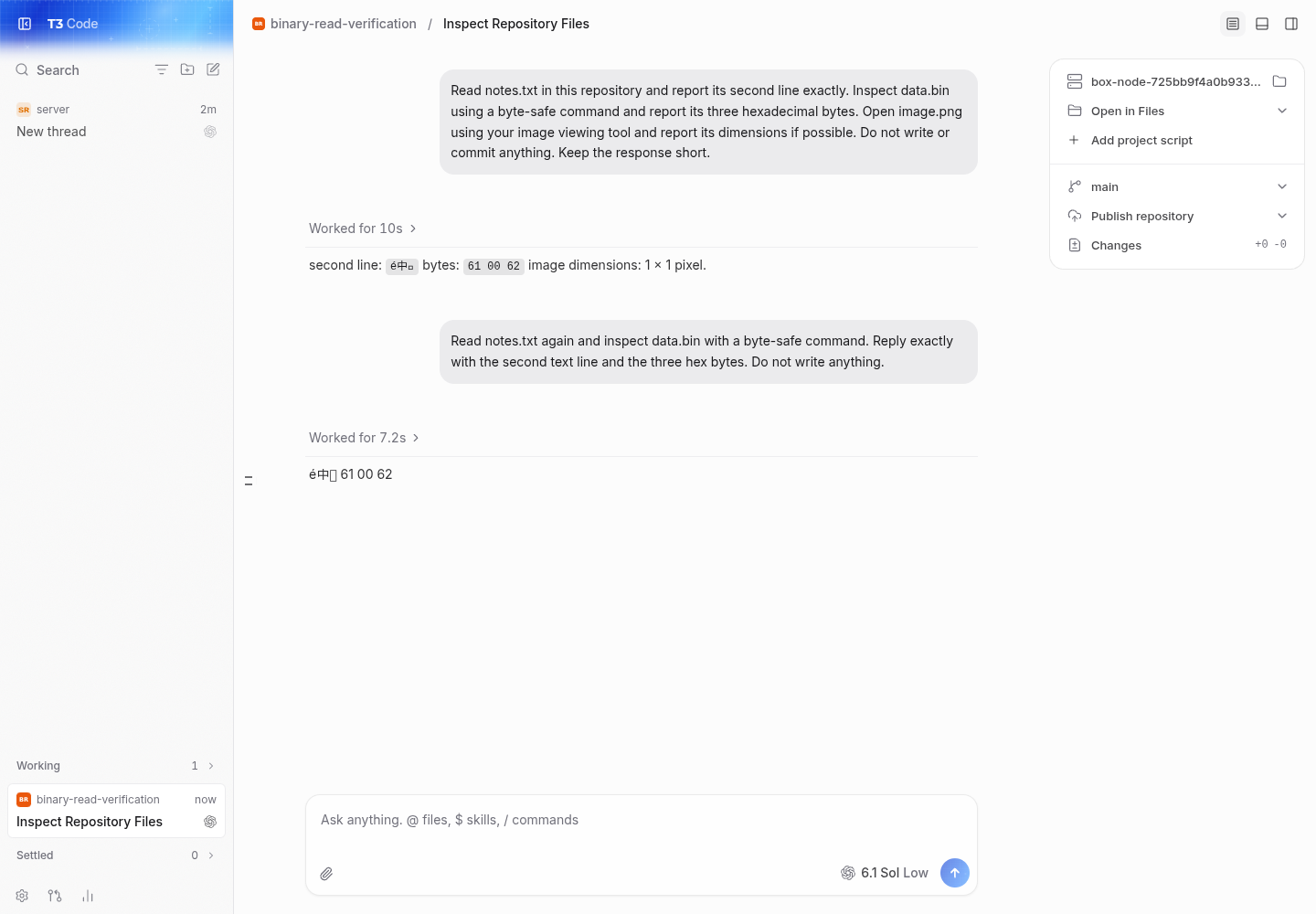 real codex file reads through the pr web app
